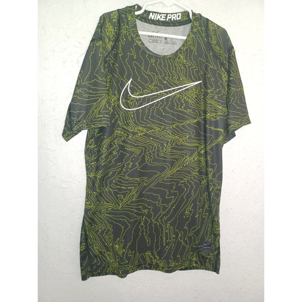 Nike Pro Activewear T-Shirt Womens Size Large Athletic Fit Geen Dri-Fit CrewNeck